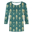 thumbnail image 4 of DDAPJ pyju Funny Hanukkah Shirt for Women 3/4 Length Sleeve Tops Novelty Menorah Graphic Tees Chanukah Celebration T-shirt Holiday Party Blouse Multicolor XXL, 4 of 6