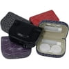 Faux Patent Leather Croco Contact Lens Travel Case Mirror Solution Bottle Black