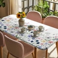 thumbnail image 3 of Spring Flowers Table Cloths for 4 Foot Rectangle Tables, Colored Birds Country Floral Leaves Botanical Patio Waterproof Elastic Fitted Tablecloths, Washable Rectangular Table Cover for Camping, 3 of 8