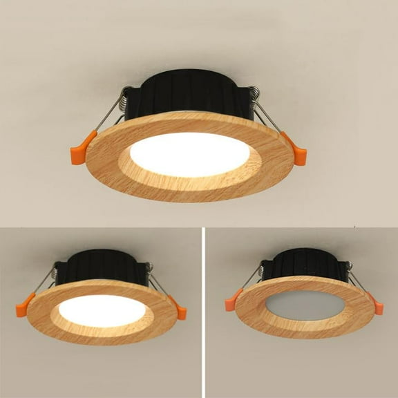KAYYELAMP 3-Pack 5W Recessed Spotlights Warm White Lighting Vintage Design Walnut Ceiling LED Spot Lamp Downlight for Hallways Loft Entrance Home