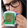 thumbnail image 2 of 3drose, Guatemala, Antigua. Mayan Calendar Adorns Facade - Sa10 Kwi0002 - Kymri Wilt, 15oz Two-tone Blue Mug, 2 of 6