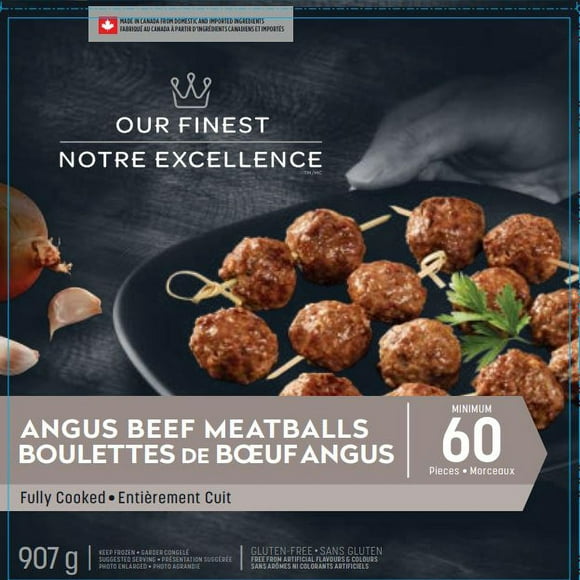 Our Finest Frozen Angus Beef Meatballs Appetizers, 60 Pieces, 907g