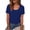 Tops-165Blue, variant on T Shirts for Women Scoop Neck Short Sleeve Casual Vintage Retro Style Slim Fit Solid Ribbed Knit Texture Scallop Trim Detail Soft Stretchy Summer Tops
