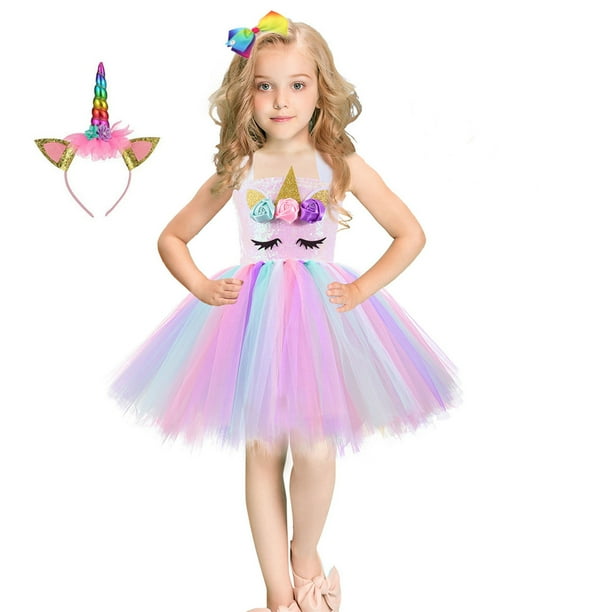 1-2 ans - Filles - Robe Tutu - Unicorn - Licorne - Robes - Fête