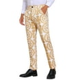 thumbnail image 5 of Floral Print Pants for Men's Flat Front Retro Paisley Flower Pattern Trousers 28 Khaki, 5 of 6