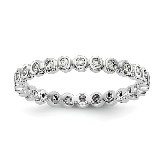 14K White Gold Ring Band Eternity Diamond Round Polished 1 3ct Bezel Set , Size 6