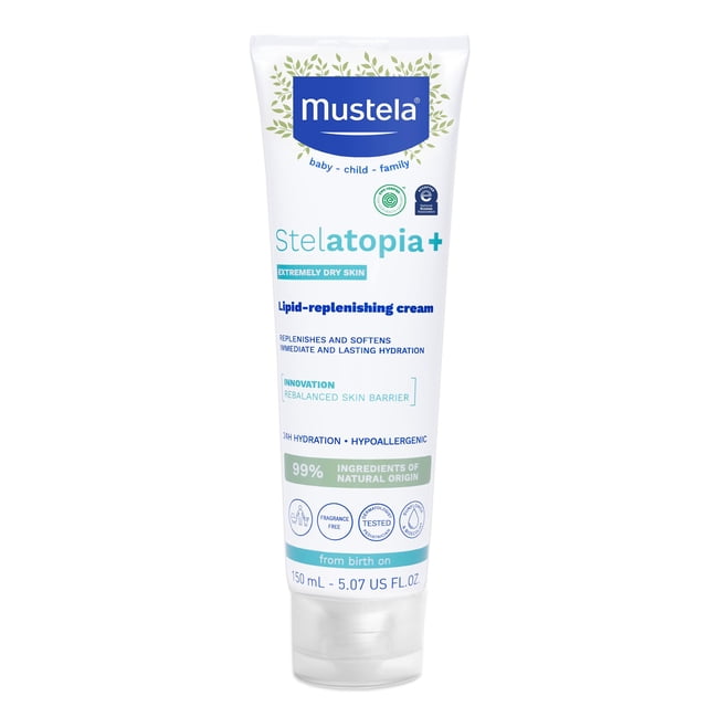 Crema hidratante Mustela Stelatopia+, reponedora de lípidos, 150 ml
