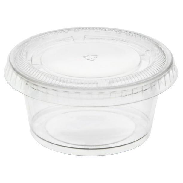 Clear Plastic Gelatin Shot Cups with Lids, 2oz, 25ct