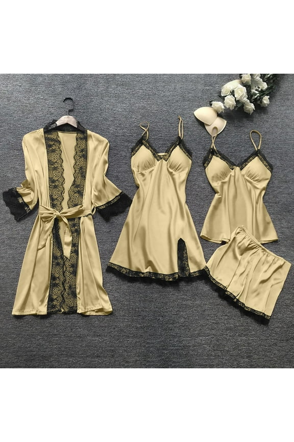 Sleepwear for Women Clothess Satin Silk Pajamas Cardigan Nightdress Bathrobe Ladies Robes Underwear Sleepwear for Home Casual Work Play