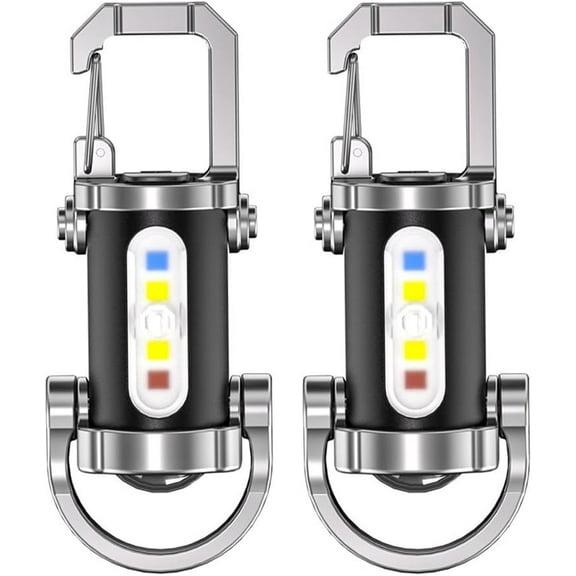 2PCS Portable Rechargeable Bright Keychain, Super Bright Mini Keychain Flashlight with Type-C Charging, LED Keychain Light for Camping Hiking Emergency