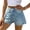 Blue, variant on ZVNAΖH Women's Petite High Waist Denim Shorts, Floral Embroidered Frayed Hem Pocket Shorts for Spring Summer