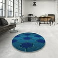 thumbnail image 3 of Ahgly Company Indoor Round Patterned Blue Dress Blue Area Rugs, 7' Round, 3 of 6