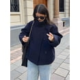 thumbnail image 5 of Women Crop Pea Coat Winter Loose Casual Short Jacket Outwear S, 5 of 7