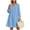 Light Blue, variant on Bosfbaoi Linen Dresses for Women V Notch Neck 3/4 Roll Sleeve Loose A‑Line Short Dress with Side Pockets
