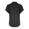 thumbnail image 5 of Olyvenn Womens Gauze Short Sleeve Tops V Neck Collar Button Down Shirts Dressy Casual Business Work Office Blouses Black S, 5 of 5