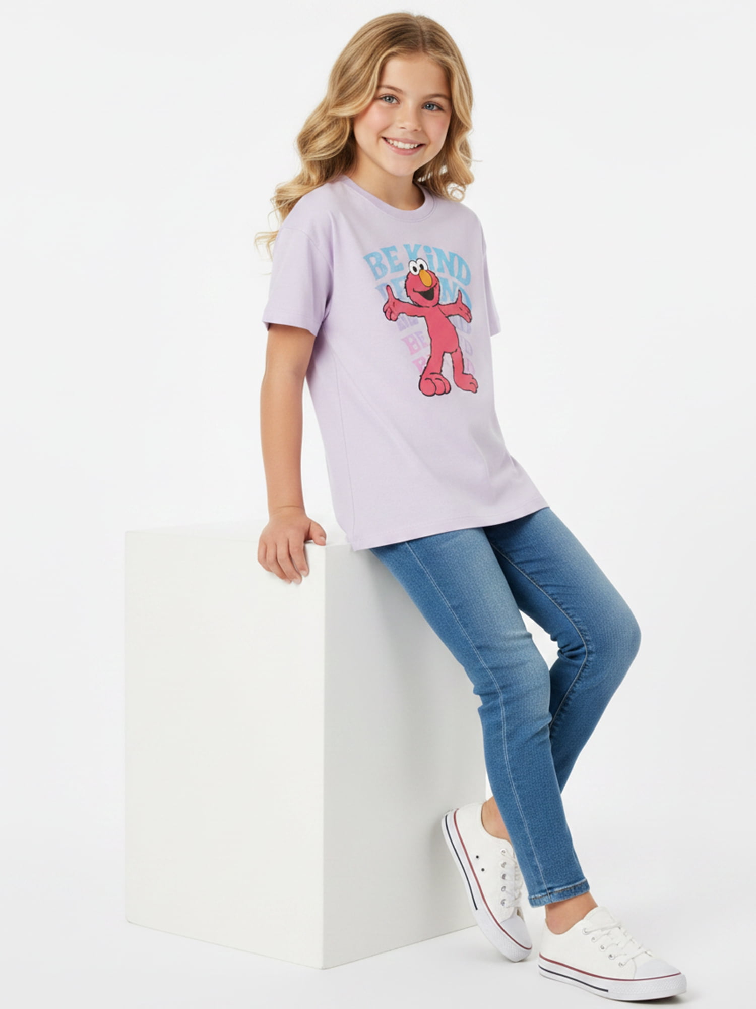 Sesame Street Girls' Elmo Graphic Tee with Short Sleeves, Sizes 4-16