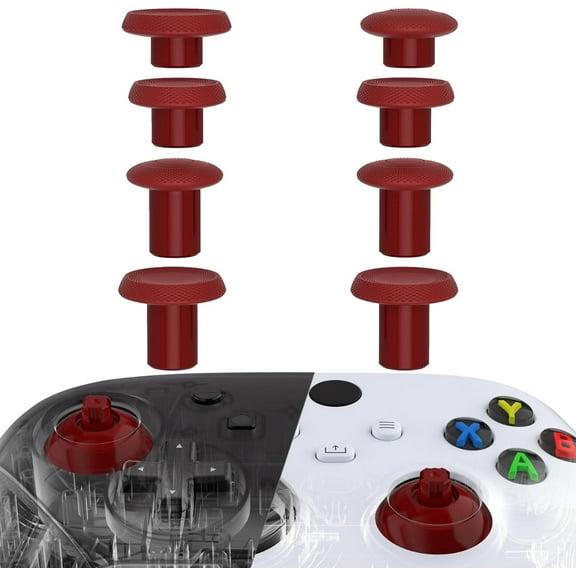 eXtremeRate ThumbsGear V2 Interchangeable Thumbstick for Xbox Core Controller, Carmine Red 3 Height Convex and Concave Grips Adjustable Joystick for Xbox One S/X/Elite, for Nintendo Switch Pro