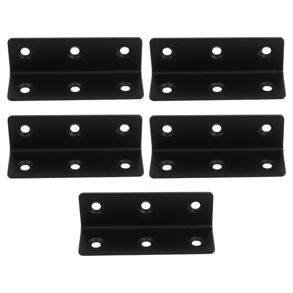 Masteelf 5pcs Heavy Duty Stainless Steel Angle Bracket 90 Degree L Shape Corner Brace For Wood Shelves Furniture Garden Bed Gate Metal Support For Cooktop And Elevator Black