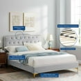 thumbnail image 2 of Platform Bed Frame, Tufted, Rivet Nailhead, Twin, Light Grey Gray, Velvet, Bedroom, Modern Contemporary Boutique HB35324, 2 of 15