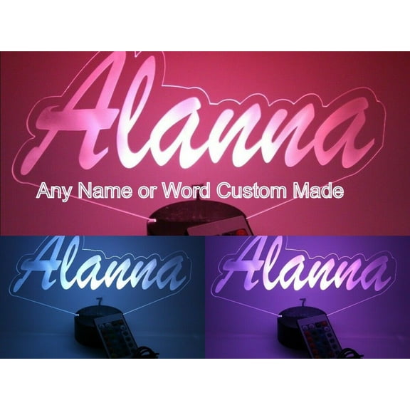 Script Cursive Custom Name Shape Room Bedroom Night Light Up LED Free Engraved Custom Name Personalized Table Lamp Room Decor With Remote, 16 Color Options, Dimmer, It's Wow, Great Gift