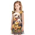 thumbnail image 1 of Fotbe Cute Panda Sunflower Vestido de Dormir para Niñas de 3 a 10 Años, Mangas Cortas, Estilo Princesa, Pijama Camisón con Mangas Voladas-X-Large, 1 of 6