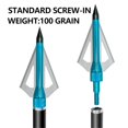 thumbnail image 4 of 3 Blades Hunting Screw-in Broadheads 100 Grain Arrow Tips Archery Hunting Broadheads Compatible with Crossbow and Compound Bow, 12 pack, 4 of 10