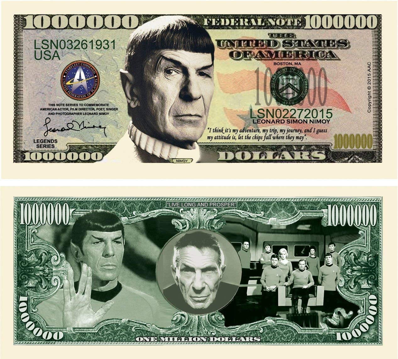 50 /"Thanks a Million/" Million Dollar Bills New