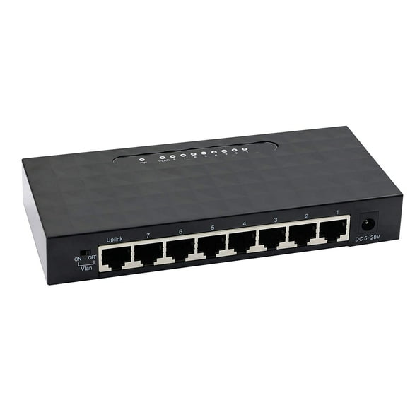 8 Port Gigabit Switch,Unmanaged 10/100/1000Mbps Network Hub Ethernet Splitter,Plug and Play,Quiet Fanless,for Office