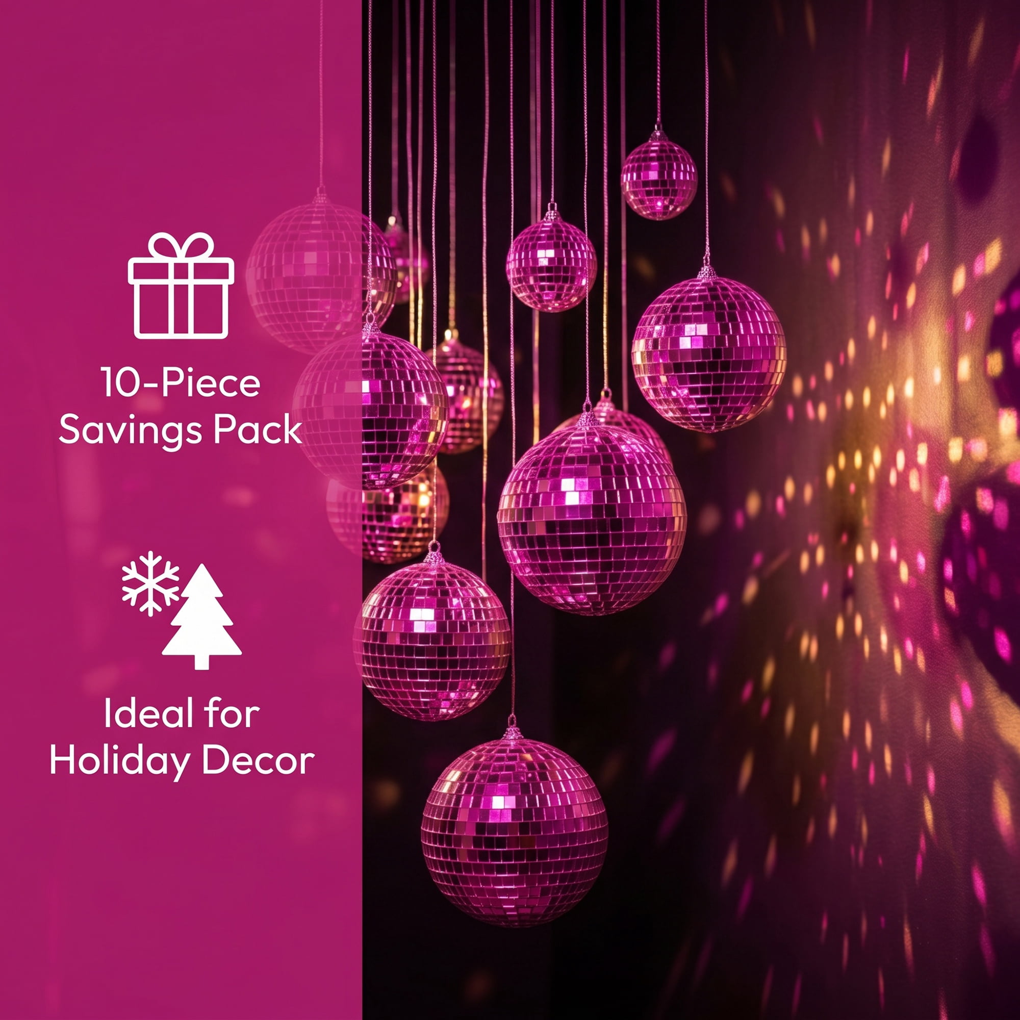 Unique Bargains 10Pcs Mirror Disco Balls for Hanging Sphere Orbs Rose 2"x2"x2"