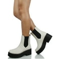 thumbnail image 4 of Soda Women's Yossi Chelsea Pull On Chunky Platform Block Heel Ankle Bootie, White, 7.5 M US, 4 of 4