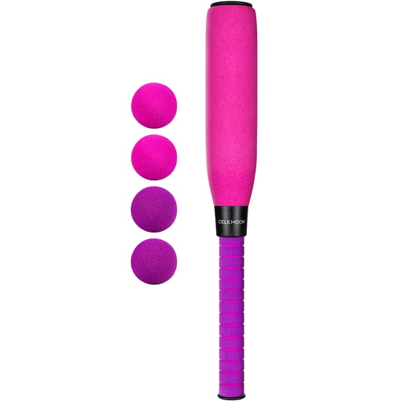 CELEMOON CeleMoon 22 Inch Soft Foam Kids Baseball Bat Set with 3 Balls, Outdoor Indoor Sport T Ball Game Playing, Pink