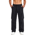 thumbnail image 2 of Mens's Baggy Cargo Pants Casual Parachute Pants Loose Fit Hip Hop Lightweight Quick Dry Sun Protection Pants Outdoor Hiking Trousers with Multi Pockets Black, 2 of 8