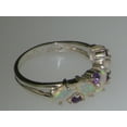 thumbnail image 5 of LBG British Made 10k White Gold Natural Opal & Amethyst Womens Eternity Ring - Size 11 - 33 size options, 5 of 7