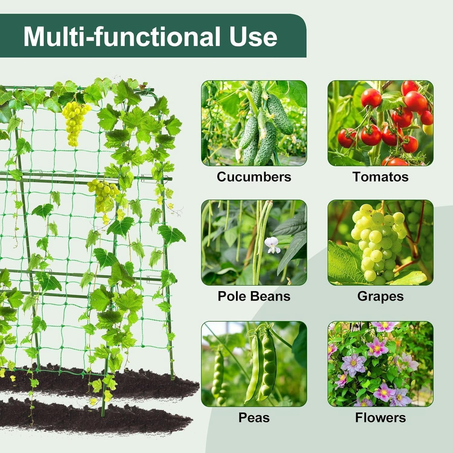 Garden Cucumber Trellis for Climbing Plants Outdoor, 48x48inch U-Shape Arch Trellis for Garden Raised Bed, Plant Support for Grape Vine Tomato Vegetable Pea Bean, Green