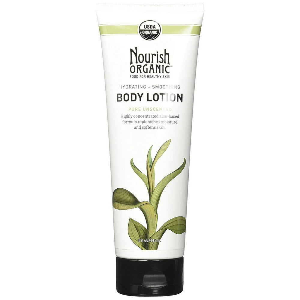 Nourish Organic Hydrating & Smoothing Body Lotion, Pure Unscented, 8