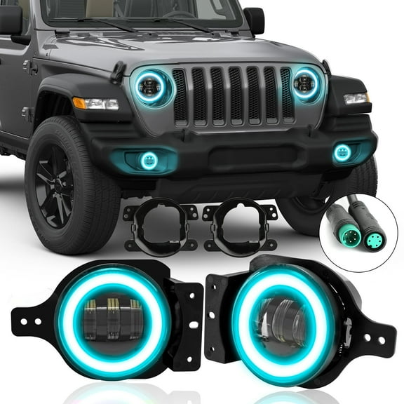 Sunpie (2pcs/set) 4 inch RGBW LED Fog Lights for 2018-2024 Jeep Wrangler JL/JLU Jeep Gladiator (JT)