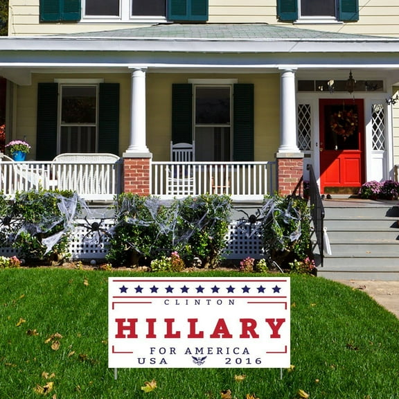 Hillary For America 12"x24" Corrugated Plastic Sign, Set of 2 (with 4 short stake, 2 for each sign)
