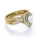 thumbnail image 3 of JeenMata Anillo de Bodas de Filigrana Cruzada con Ópalo de Fuego en Forma de Pera y Moissanita de 1,75 Quilates - Engaste de Doble Halo Pavé - Chapado en Oro Amarillo de 18 K sobre Plata, 3 of 6
