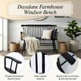 thumbnail image 4 of Dayalane 49 Inch Farmhouse Windsor Bench, Wooden Entryway Bench with Spindle High Back & Armrest, Rustic Vintage Dining Bench for Entryway Dining Balcony Bedroom End of Bed, Black, 4 of 13