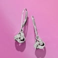 thumbnail image 3 of Ross-Simons Diamond-Accented Love Knot Drop Earrings in Sterling Silver, Women's, Adult, 3 of 6