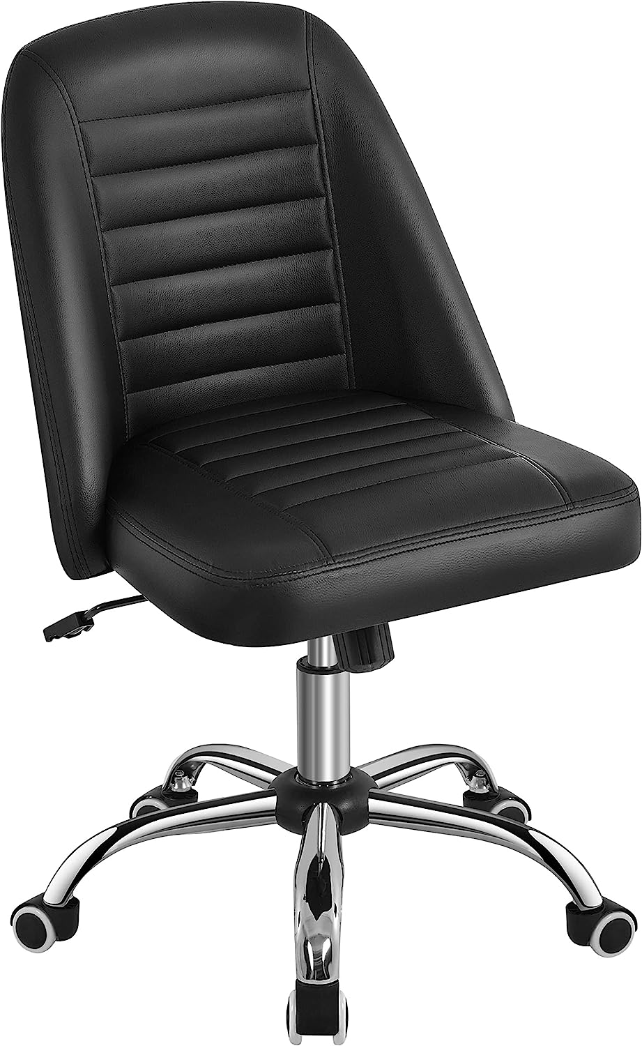 PU Leather Armless Office Chair Back Desk Chair Computer Task Chair Modern Vanity Chair With