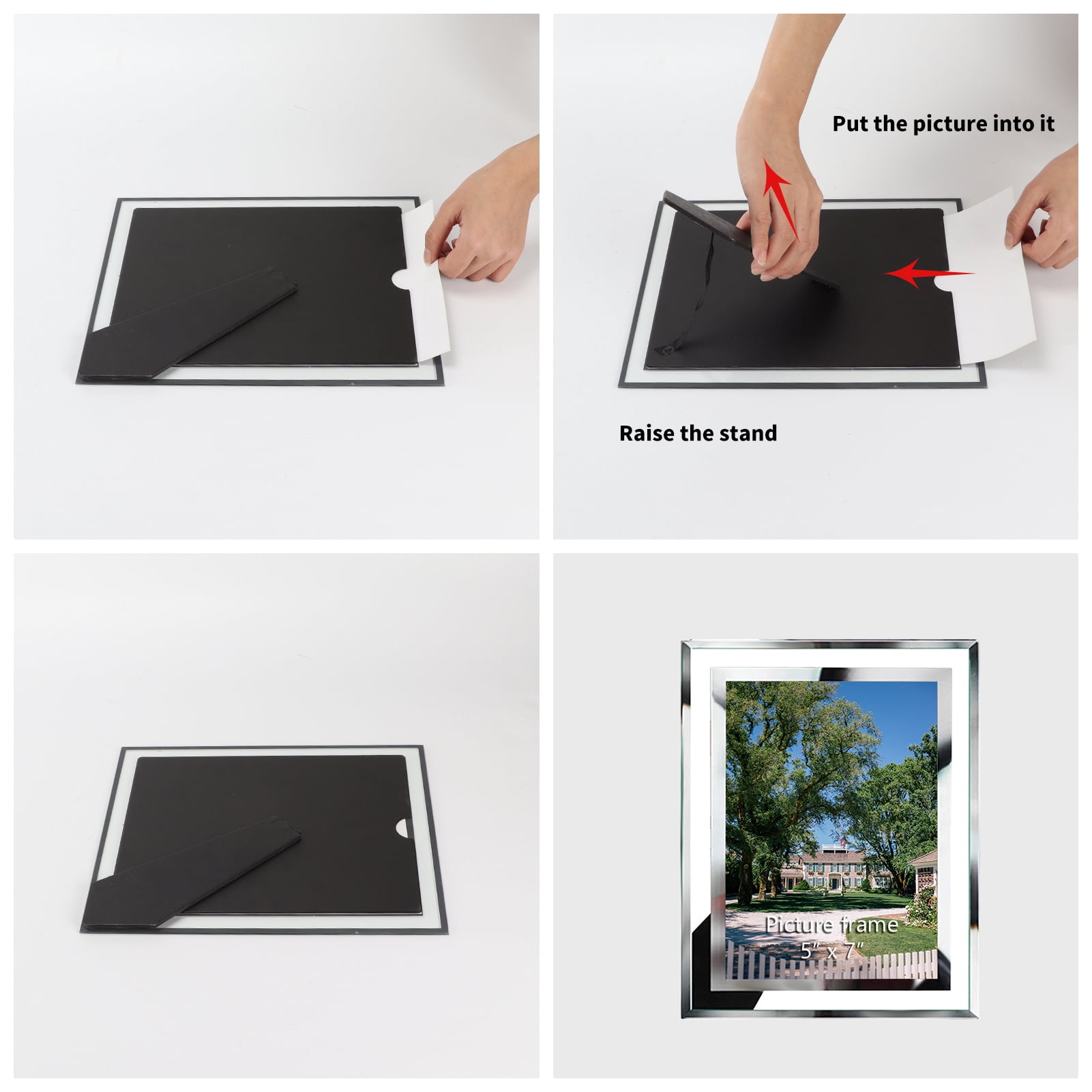 12 Packs 5x7 Glass Picture Frames, Clear Mirror Silver Wedding Photo Frames, Only for Tabletop Display