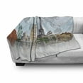 thumbnail image 3 of World Map Soft Flannel Fleece Blanket, Landmarks All over Globe Eiffel Pisa Big Ben Collesium Lady Liberty and Pyramid, Cozy Plush for Indoor and Outdoor Use, 50" x 60", Multicolor, by Ambesonne, 3 of 6