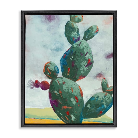 Stand Tall Rounded Cacti Black Framed Floater Canvas Wall Art, design by Dianna Fritzler