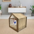 thumbnail image 3 of Geometric Pet House, Retro Diamond Shape Pattern with Dotted Lines Circles and Abstract Flowers, Outdoor & Indoor Portable Dog Kennel with Pillow and Cover, 5 Sizes, Caramel and Beige, by Ambesonne, 3 of 5