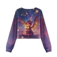 thumbnail image 5 of COEQINE Girls Pullover Tops Crop Top Long Sleeve Sweatshirt Fall Winter Sweater Outfits Loose Fit Casual Crewneck Shirt for Age 5-6, Cute Dragon Star Cloud, 5 of 7