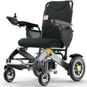 WalkFeel Wide Seat Electric Wheelchair for Adults, Foldable Electric Wheelchair with Oversized All-Terrain Tire, Load Capacity of 400 lbs, Black