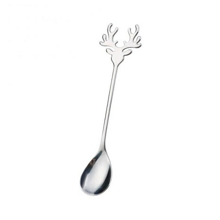 

Stainless Steel Deer Head Shape Stainless Steel Stirring Spoon Romantic Christmas Elk Coffee Dessert Spoon Exquisite Tableware