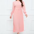 thumbnail image 2 of Yuyuzo Robe Maxi Formelle pour Femme à Manches Longues, Col Ras du Cou, Froncée, à Volants, Fluide, Couleur Unie, Robe de Cocktail avec Ceinture, 2 of 7