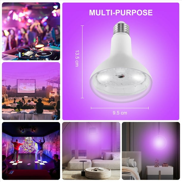 E26 15W LáMpara UV Ultravioleta Bombilla de Luz Negra LáMpara de DeteccióN Fluorescente 220V / 110V DecoracióN de Fiesta de DJ en Casa